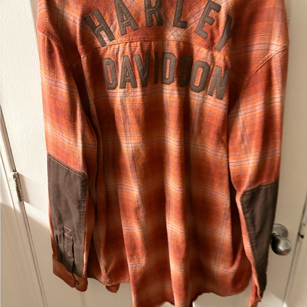 Harley-Davidson Vibrant Orange Plaid Shirt